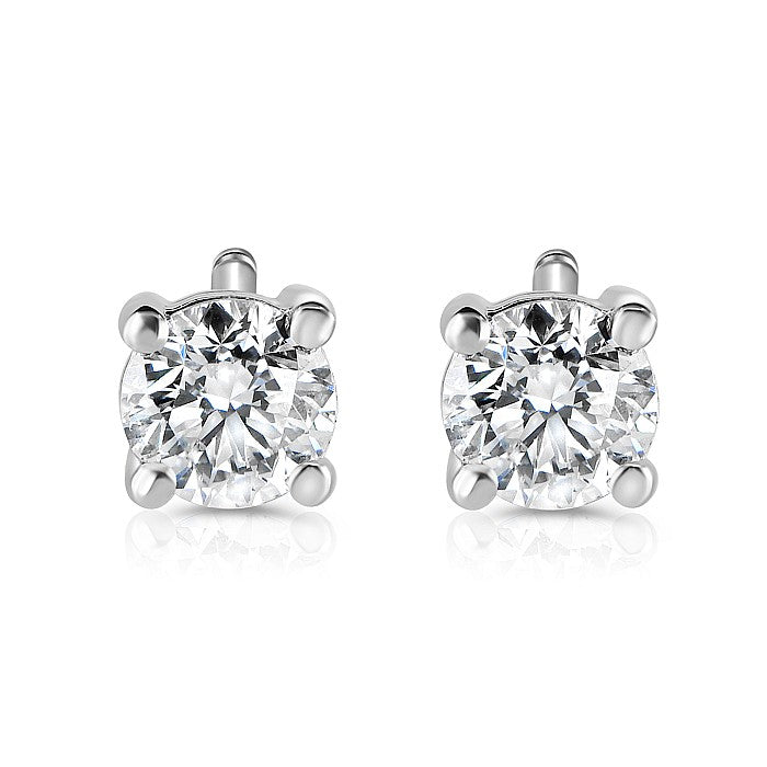 The Round Brilliant Cut Four Claw 9ct White Gold Laboratory Grown Diamond Stud Earrings