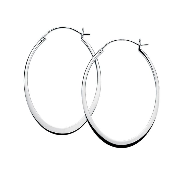 Silver Oval Hoop Earrings E3197