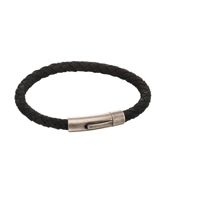 Stainless Steel And Black Suede Woven Bracelet B5138