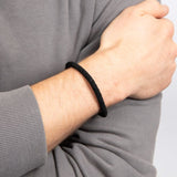 Stainless Steel And Black Suede Woven Bracelet B5138