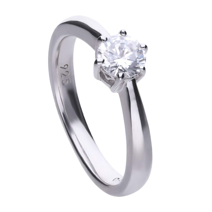 Diamonfire Silver 0.75ct Zirconia Six Claw Ring R3619