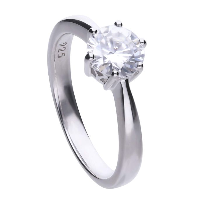 Diamonfire Silver 1.50ct Zirconia Six Claw Ring R3621