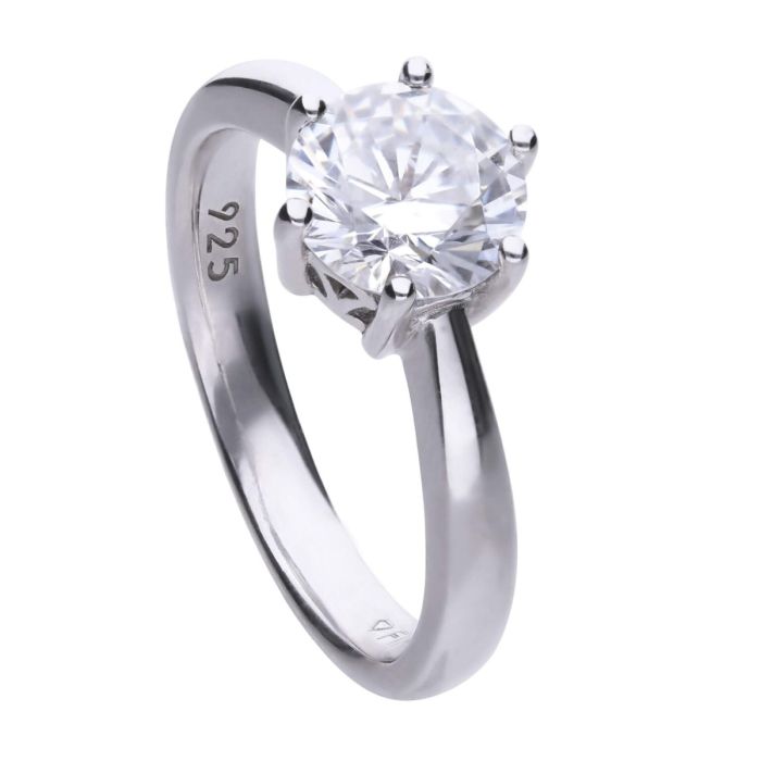 Diamonfire Silver 2.00ct Zirconia Six Claw Ring R3622