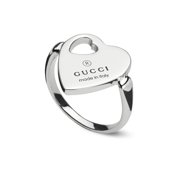 Gucci Trademark Silver Heart Ring YBC796357001