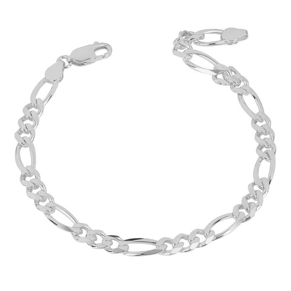 Silver Heavyweight Figaro Chain Bracelet B5395