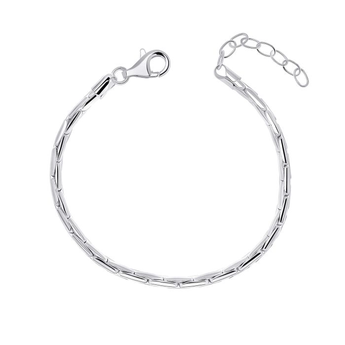 Silver Textured Snake Chain Bracelet B5529