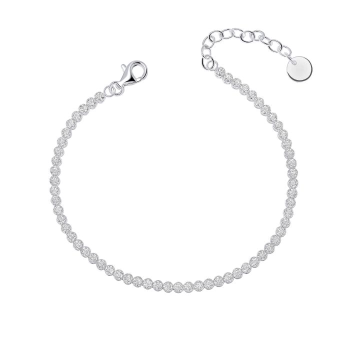 Silver Cubic Zirconia Circle Link Bracelet B5533C