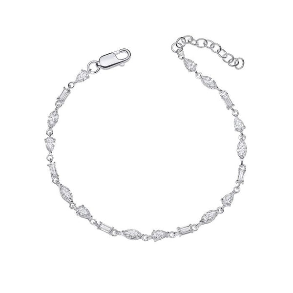 Silver Cubic Zirconia Mixed Shape Bracelet B5535C