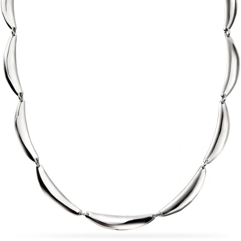 Silver Curved Link Necklace N4093