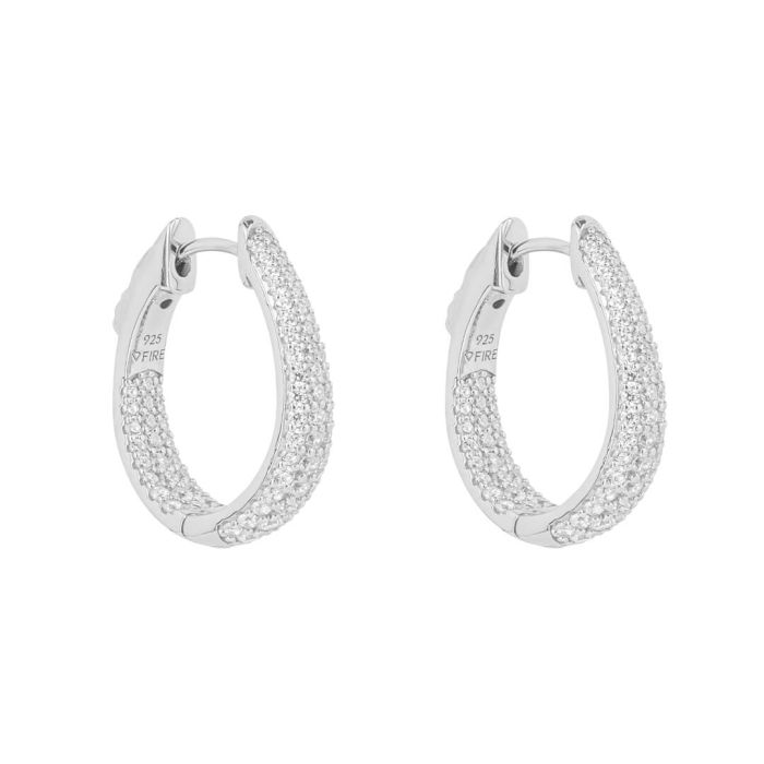 Diamonfire Silver Zirconia Pave Hoop Earrings E6187