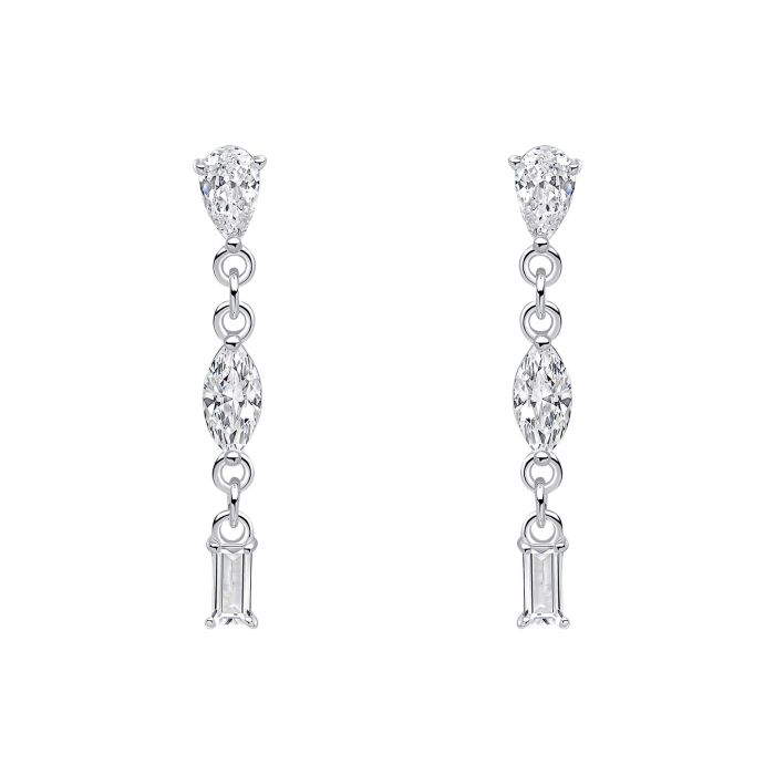 Silver Cubic Zirconia Drop Earrings E6481C