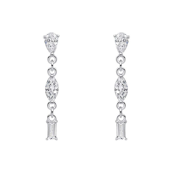 Silver Cubic Zirconia Drop Earrings E6481C