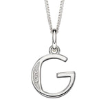 Silver Initial G Cubic Zirconia Necklace P4729C