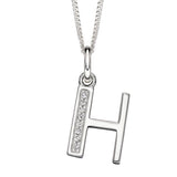 Silver Initial H Cubic Zirconia Necklace P4730C