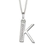 Silver Initial K Cubic Zirconia Necklace P4733C