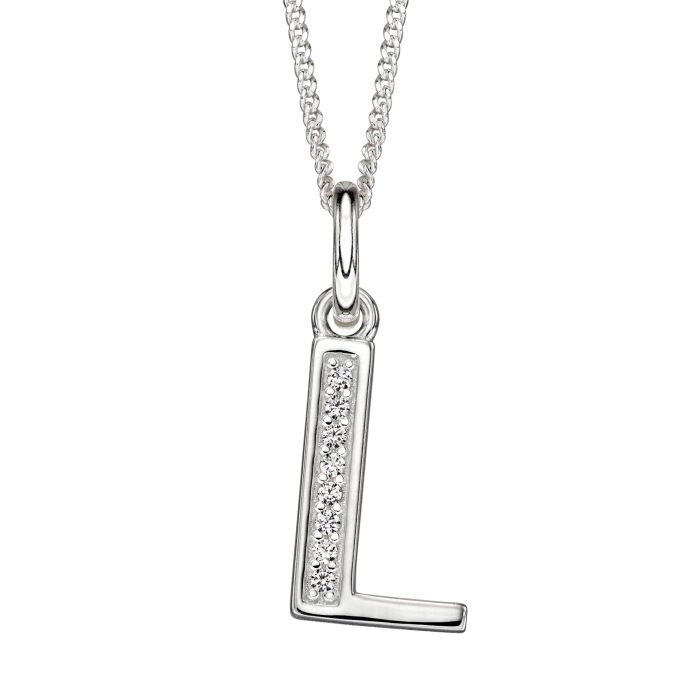 Silver Initital L Cubic Zirconia Necklace P4734C