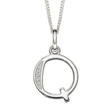 Silver Initial Q Cubic Zirconia Necklace P4739C