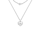 Silver Diamond Heart Locket Necklace