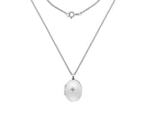 Silver Diamond Oval Locket Necklace