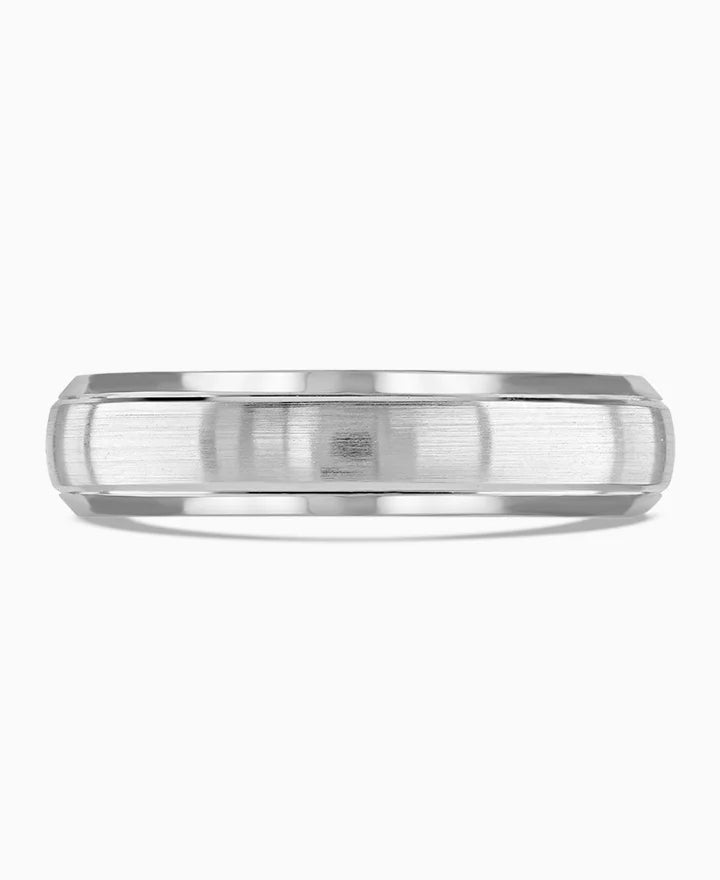 18ct White Gold 6mm Medium Court Gents Matte And Polished Wedding Ring