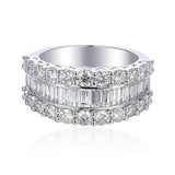 Platinum 2.95ct Triple Row Diamond Ring