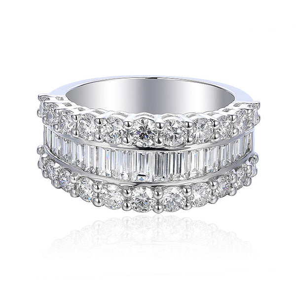 Platinum 2.95ct Triple Row Diamond Ring