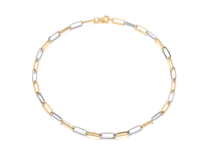 9ct Yellow And White Gold Elongated Oval Link Bracelet