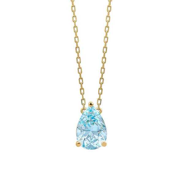 9ct Yellow Gold Pear Cut Blue Topaz Necklace GN409T