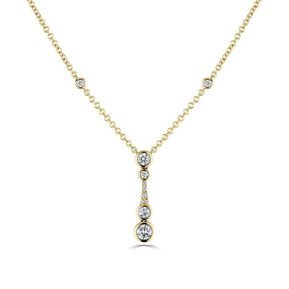 18ct Yellow Gold 0.56ct Diamond Drop Necklace