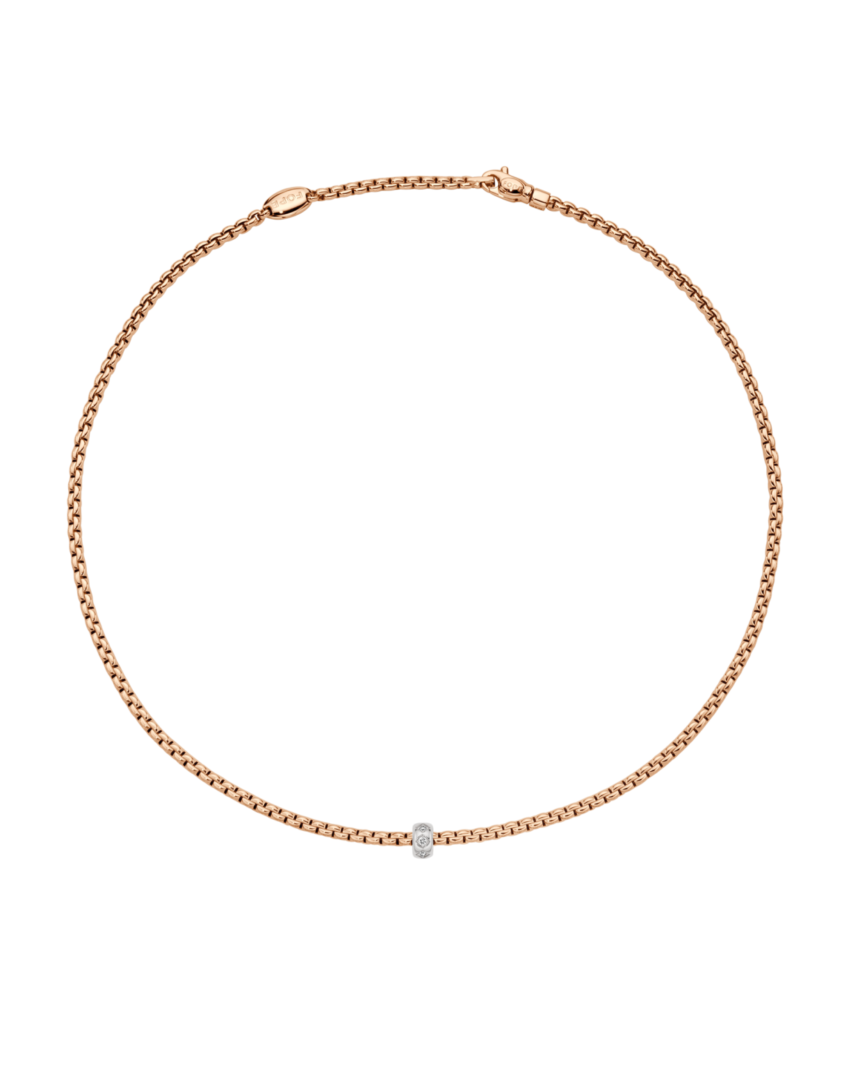 FOPE 18ct Rose Gold Eka 0.12ct Diamond Necklace 73101CX_BB_R_XBX