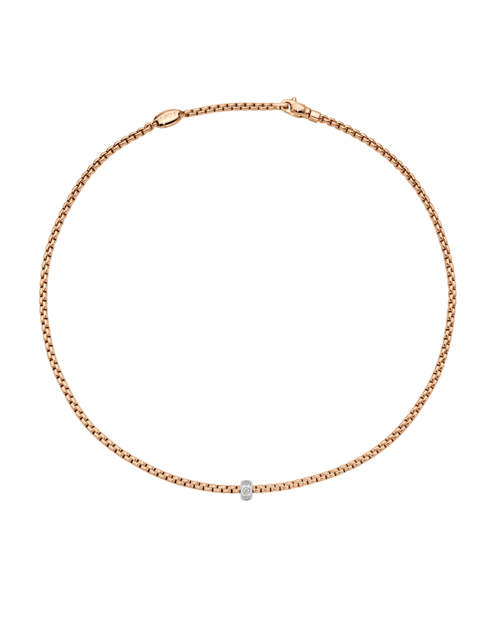 FOPE 18ct Rose Gold Eka 0.12ct Diamond Necklace 73101CX_BB_R_XBX