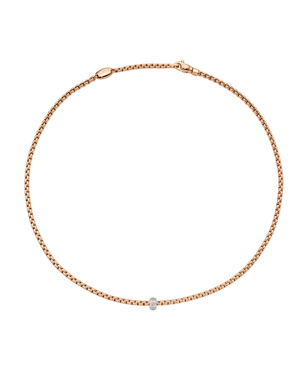 FOPE 18ct Rose Gold Eka 0.12ct Diamond Necklace 73101CX_BB_R_XBX