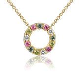 18ct Yellow Gold 0.30ct Multi-Colour Sapphire And 0.09ct Diamond Circle Necklace