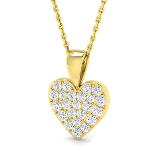 9ct Yellow Gold 0.42ct Diamond Heart Necklace