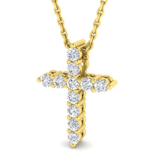 9ct Yellow Gold 0.26ct Diamond Cross Necklace