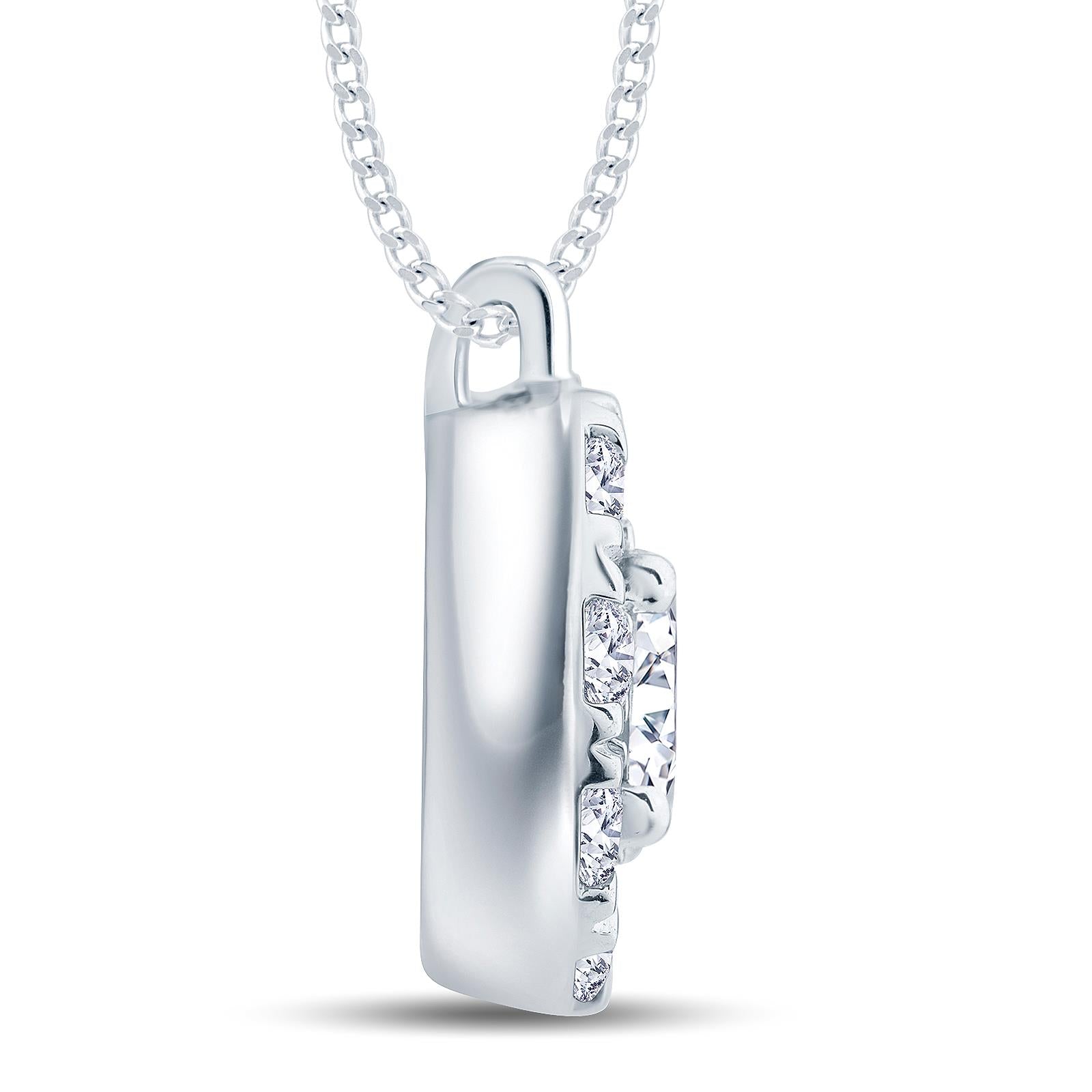 18ct White Gold 0.40ct Oval Cut Diamond Halo Necklace