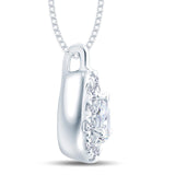 18ct White Gold 0.70ct Pear Cut Diamond Halo Necklace