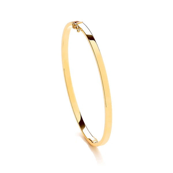 9ct Yellow Gold Solid Oval Flat Bangle