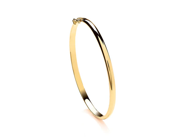 9ct Yellow Gold Solid Curved Oval Bangle