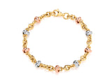 9ct Yellow, Rose And White Gold Knot Bracelet