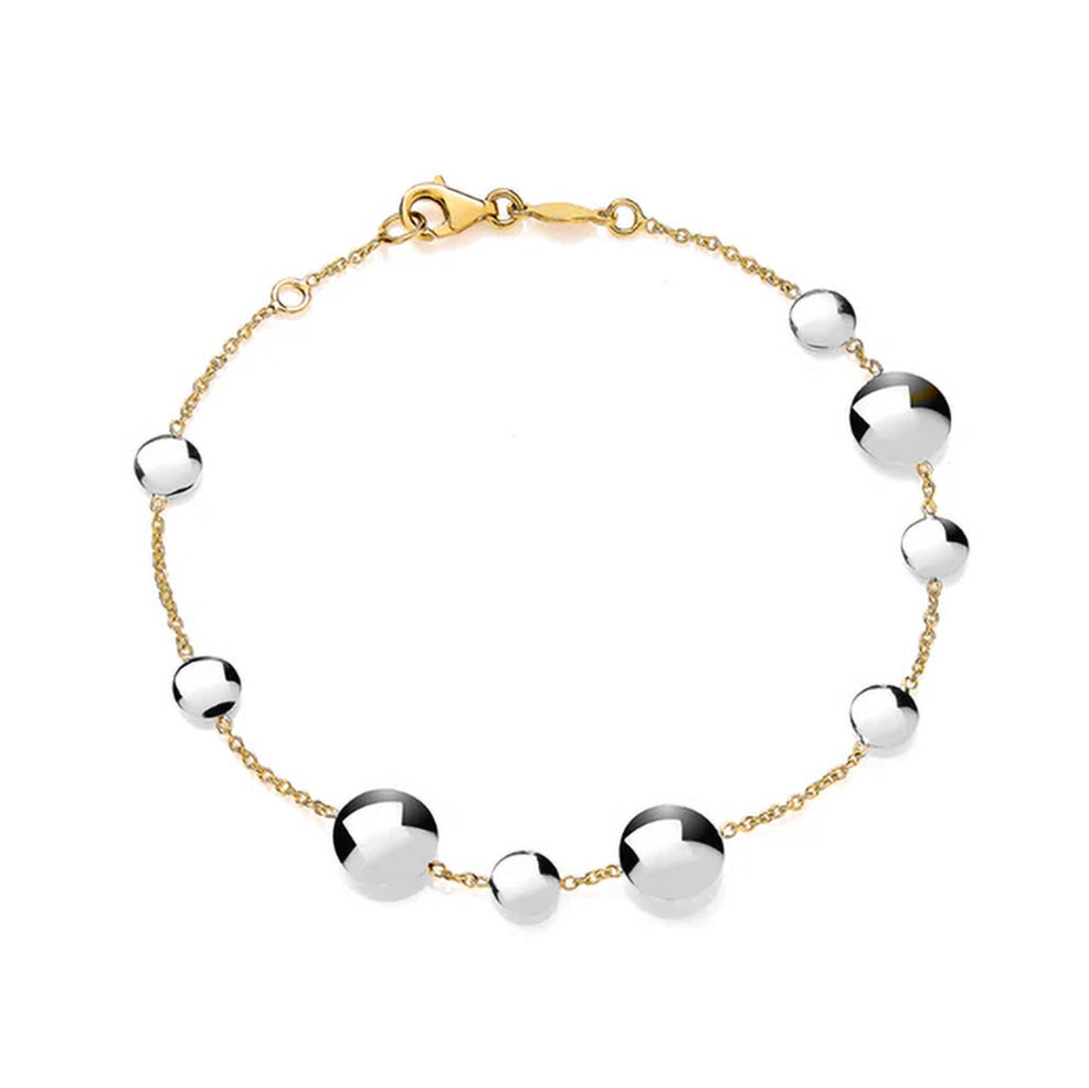 9ct Yellow And White Gold Disc Station Bracelet