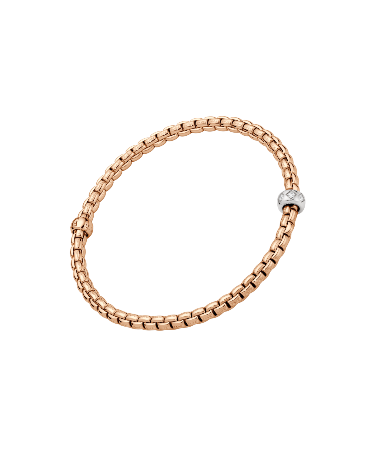 FOPE 18ct Rose Gold Eka Flex-It 0.12ct Diamond Bracelet 73101BX_BB_R_XBX