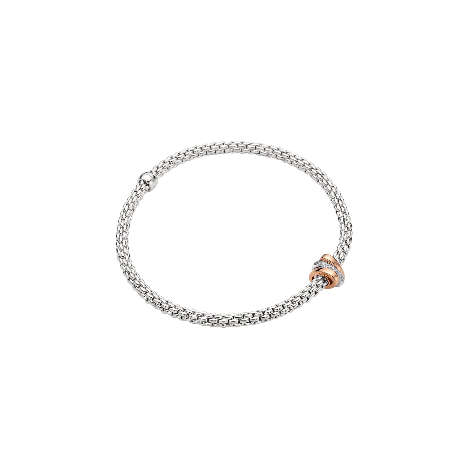 FOPE 18ct White, Yellow And Rose Gold Prima Flex-It 0.10ct Diamond Bracelet 74408BX_BB_B_RBG