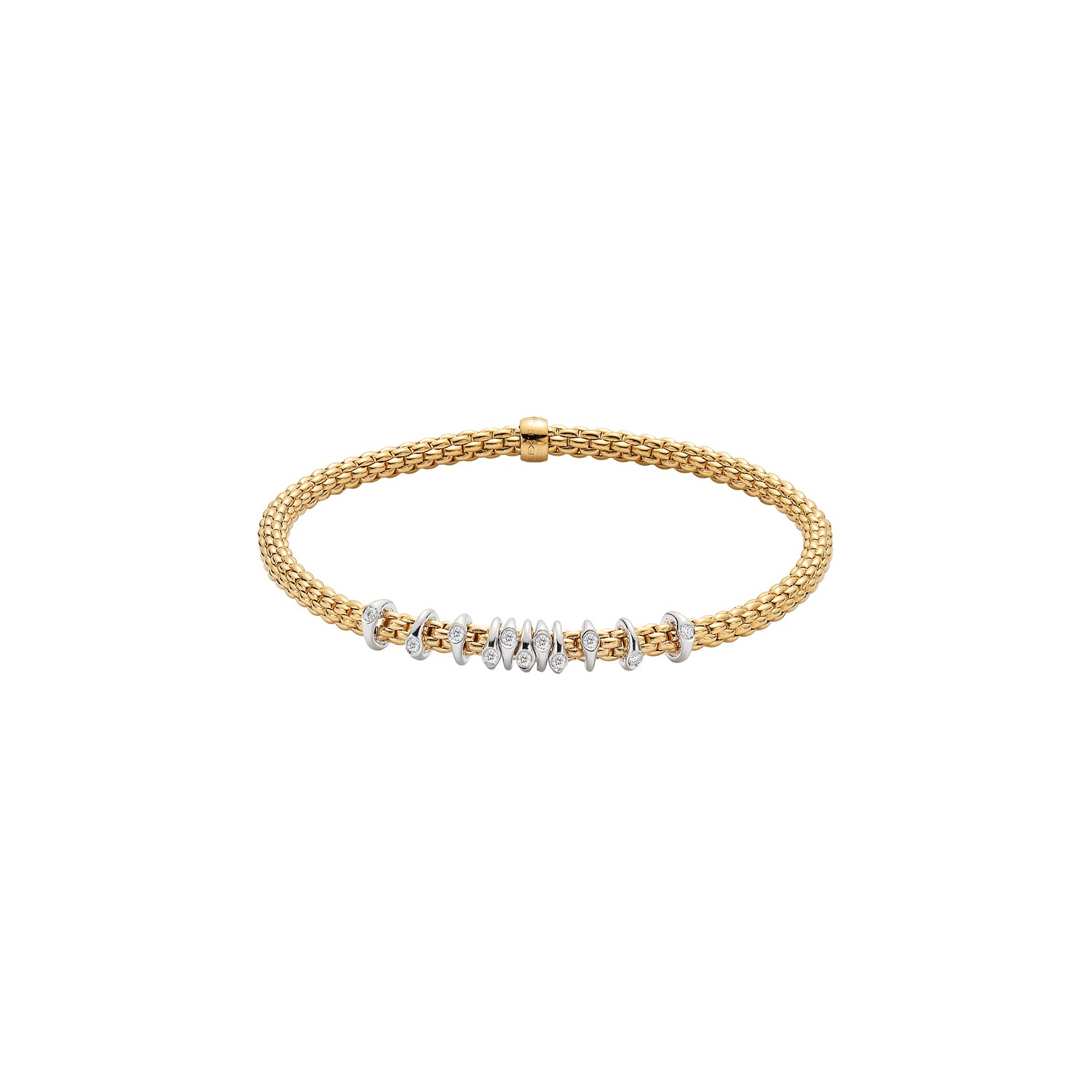 FOPE 18ct Yellow And White Gold Prima Flex-It 0.15ct Diamond Bracelet 74708BX_BB_G_XBX