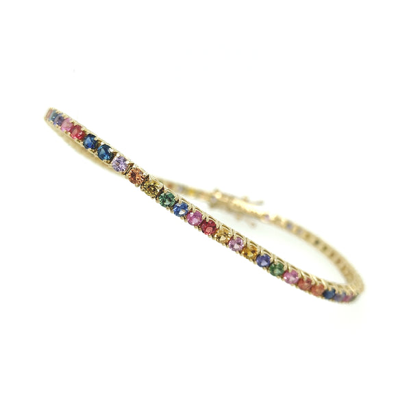18ct Yellow Gold 5.28ct Multicoloured Sapphire Line Bracelet