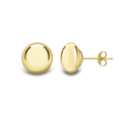 9ct Yellow Gold Button Stud Earrings