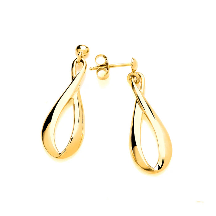 9ct Yellow Gold Infinity Drop Earrings