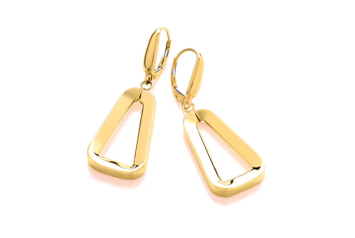 9ct Yellow Gold Open Triangle Drop Earrings