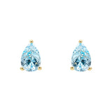 9ct Yellow Gold Pear Cut Blue Topaz Stud Earrings GE2486T