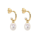 9ct Yellow Gold Freshwater Pearl Half Hoop Earrings GE2492W